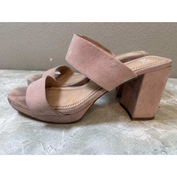 BP Brass Plum Karly Pink Suede Leather Sandal‎ Block Heel Size 8 - Picture 4 of 8